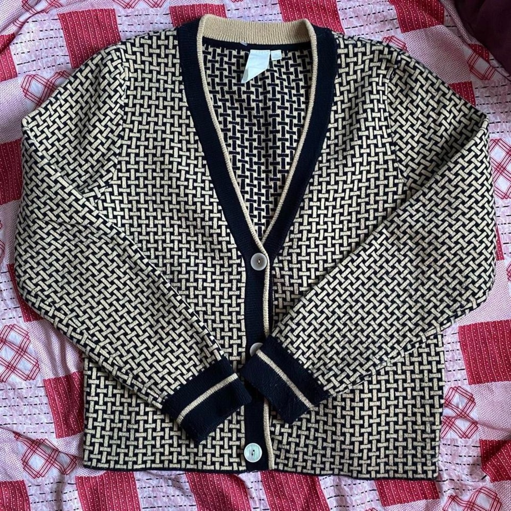 Nude Black and Cream Women's Cardigan Sweater